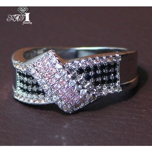 YaYI Jewelry Fashion Princess Cut Huge 2.4 CT Black/Pink Zircon Silver Color Engagement Rings wedding Rings Party Rings