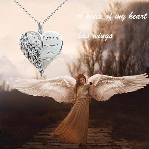 2021 Fashion Pendant Chain Necklace Ladies Angel Wings Heart Pendant Necklace For Women Unique Jewelry Gift Dropshipping