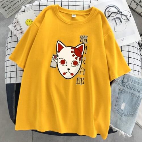 Demon Slayer Anime Ghost Dance Mask Print Women T-Shirt Casual O-Neck Tops Brand Summer T-Shirts Soft Loose Short Sleeve Womens