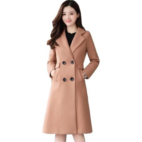 Woolen coat womens medium long 2020 autumn winter new wild fashion womens high-end large size woolen coats thickening tide
