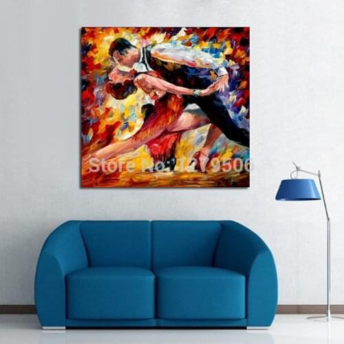 100%Handpainted Abstract Lovers Tango Knife Oil Painting On Canvas Thick Oil Painting Wall Picture For Home Decor As Best Gift