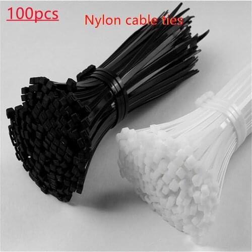 1000 PCS Plastic Nylon Cable Tie Self-locking Black Organiser Fasten Cable Wire Cable Zip Ties Loop Wire Wrap Tool Black&White
