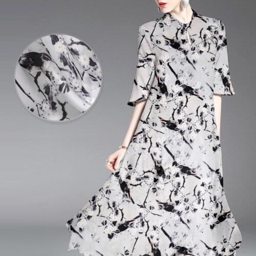 136cm digital printing silk organza satin fabric 12mm perspective smooth shirt dress chinese silk fabric wholesale silk cloth