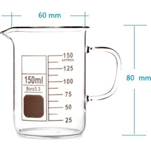 150mL Glass Beaker with Handle New Chemical Lab Glassware Borosilicate Glass 3.3