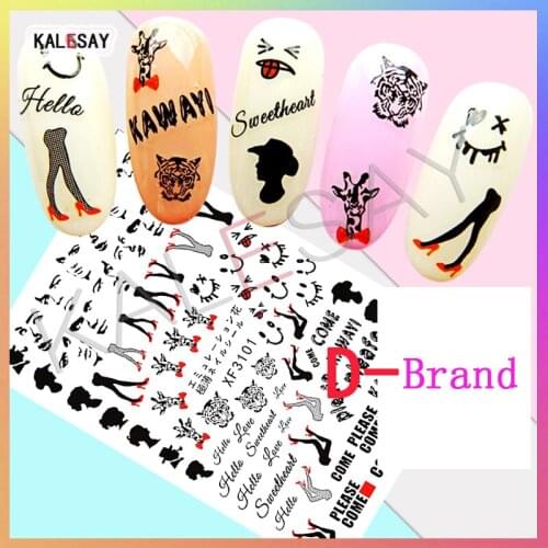 Nail Stickers Famous Brand Nail Art Sticker for Manicure Back Glue Decals Nail Art Decals for Design Foil Manicure Decoration