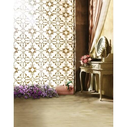 5x7ft Old Room Purple Flowers Photography Backdrops Photo Props Studio Background