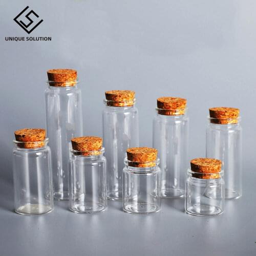 6/12pcs 30ml-90ml DIY Mini Wishing Glass Bottles Cork Crafts 37mm Tiny Empty Jars Cork Stopper Transparent Souvenir Container