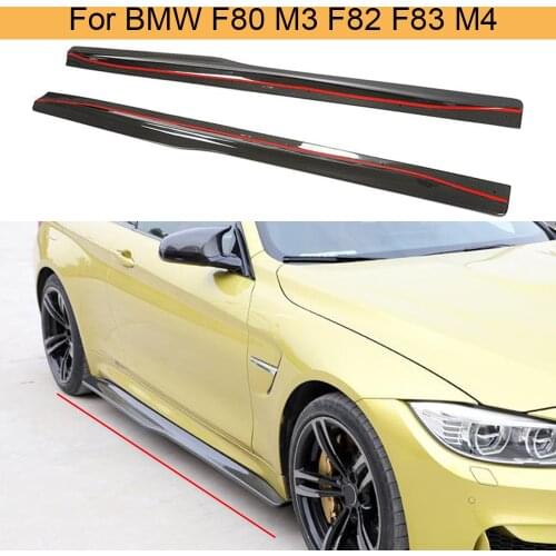 Car Bumper Side Skirts For BMW F80 M3 F82 F83 M4 2014 - 2019 Car Side Skirts Extension Lip Apron Carbon Fiber Body Kits