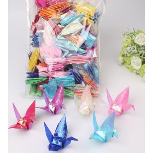 15cm DIY Handmade Paper Crane pearly lustre Origami crane Birthday Party Engagement Wedding Decorations Valentines Gift 6/20 Pcs