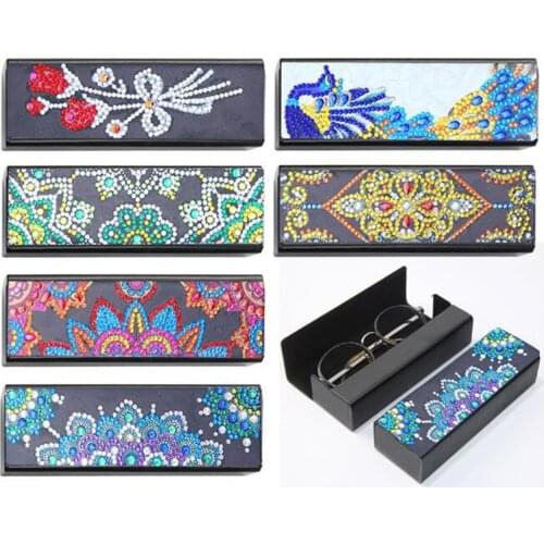 5D DIY Diamond Painting Eye Glasses Storage Box Travel Leather Sunglasses Case Special Shaped Diamond Embroidery Storarage Box