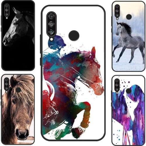 Horse Watercolor Flowers For Huawei P40 Lite P20 P30 Pro Mate 20 Lite Nova 5T P Smart 2019 Case For Honor 8X 9X 10i