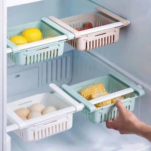Eco-Friendly Kitchen Refrigerator Storage Rack Fridge Freezer Shelf Holder Pull-out Adjustable Drawer Organiser Space saver 1