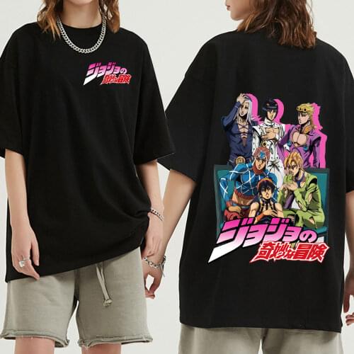 T Shirt Cool JoJo Bizarre Adventure Graphic Print Tee Homme Japanese Anime Style Tshirt Plus Size Cotton Soft Tops T-Shirt Men