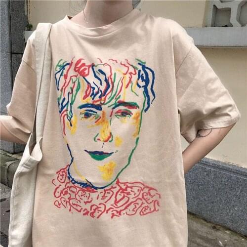 Cotton short-sleeved t-shirt female students loose new 2020 summer Korean version of graffiti ladies T-shirt