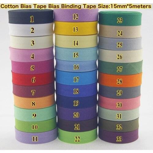 15mm (5/8")width ironed single folded cotton bias tape/ bias binding for garment table cloth quilt craft sewing diy