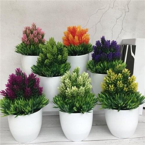 Artificial Flower Potted Green Plants Set Desktop Simulation Plants Bonsai Plastic Vase Fake Flower Wedding Christmas Decoration