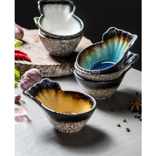 Japanese-style Ceramic Small Dish Household Seasoning Dish Vinegar Dish Hot Pot Dipping Dish Creative Fish-shaped Side Dish