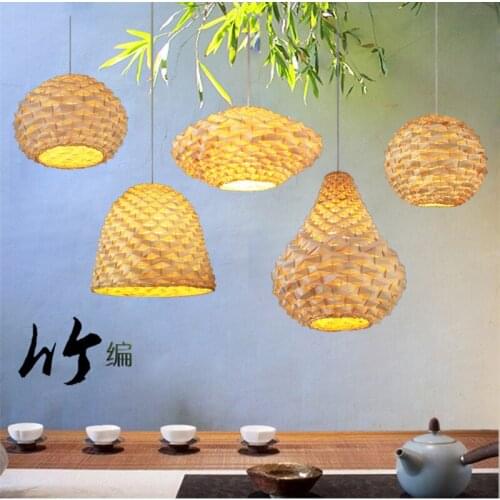 Chinese tatami Chinese bamboo lantern House Tea House lantern bamboo rattan art Zen restaurant hot pot shop Chandelier