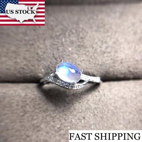 US STOCK Uloveido Fashion Moonstone Gemstone Ring, 925 Sterling Silver Ring for Women, Women Engagement Wedding Ring FJ267