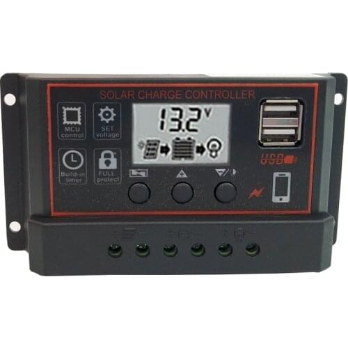 New 10A 20a 30a PWM Solar controller with LCD display and 5V USB output for solar battery charging