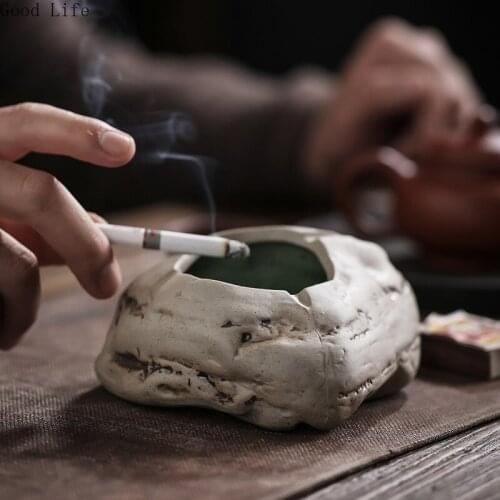 Creative Ceramic Ash Tray Stoneware Imitation Stone Ashtray Simple Chinese and Japanese Convenient Cigar Ashtrays