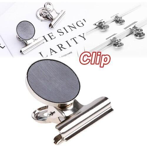 Magnetic Round Metal Clip for Whiteboard Silver Bulldog Clip Stainless Steel Ticket Clip Stationery Office Supply