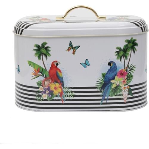 House Pattern Metal Bread Box Oval 10,85 lt