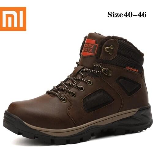 Xiaomi Winter Men Boots Waterproof Warm Fur Snow Boots Men Outdoor Winter Work Casual Shoes Military Combat Ankle Boots JKPUDUN