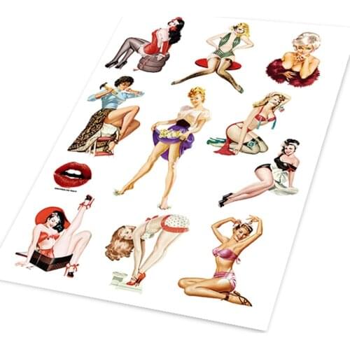 Noizzy Vintage Girl Bikini Hellaflush Car Sticker Pack Doodle Vinyl Auto Decal Handy Laptop Bicycle Suitcase Tuning Car Styling