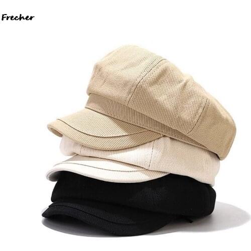 Korean Version Of The Autumn And Winter New Cap Fresh And Cute Retro Corduroy Octagonal Hat Male And Female Literary Artist Bere