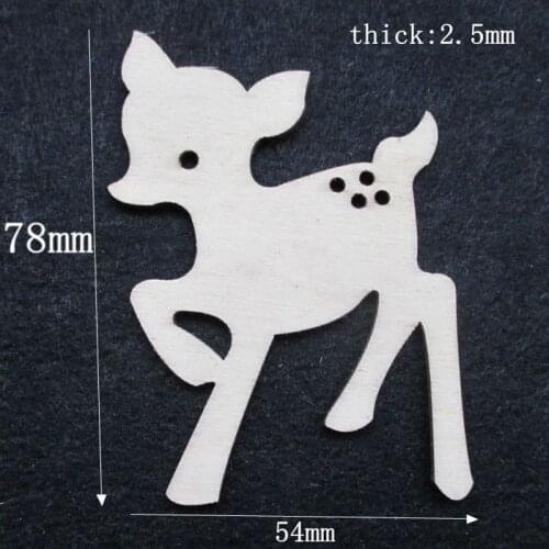 20 PCS lovely fawn DIY accessories wood cutting arts and crafts 78mm*54mm Wedding decoration children teaching supplies 1121