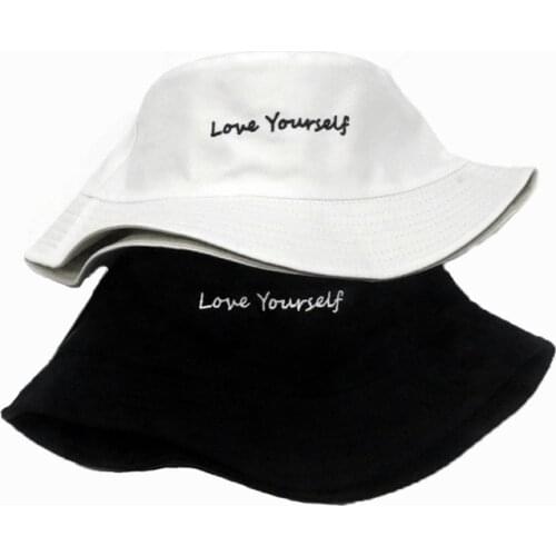 Design Personality Font Embroidery Cotton LoveYourself Fisherman Cap Summer Outdoor Unisex Sun Protection Panama Bucket Hat Yc3