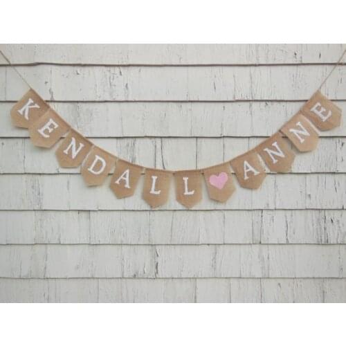 Personalized baby girl boy name burlap Banners nursery room baby shower sign party Buntings garlands Photo Prop