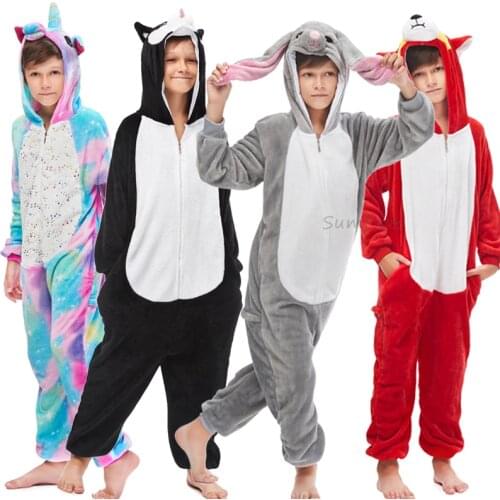 Kigurumi Pajamas Unicorn Boys Girls Animal Panda Jumpsuit Oneise Kids Baby Overalls Pijama Unicornio for Children rabbit Costume
