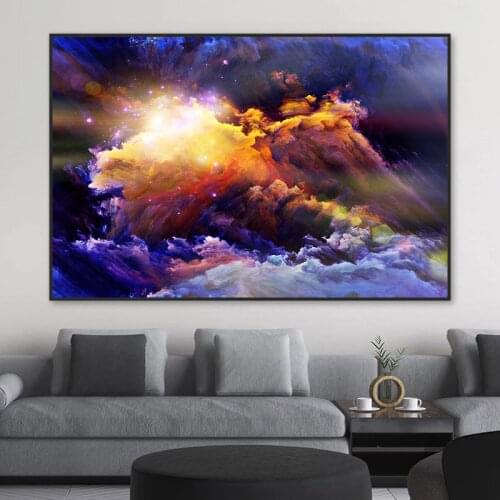 Large Size Poster Art Print Cloud Abstract Color Posters and Prints Cuadros Purple Canvas Living Room Wall Picture Frameless