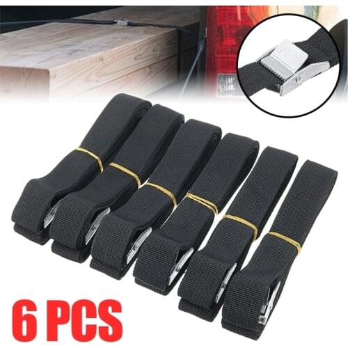 6pc 250x2.5cm Car Auto Tension Rope Tie Down Strap Strong Ratchet Belt Luggage Bag Cargo Lashing Metal Buckle Tow Rope Tool