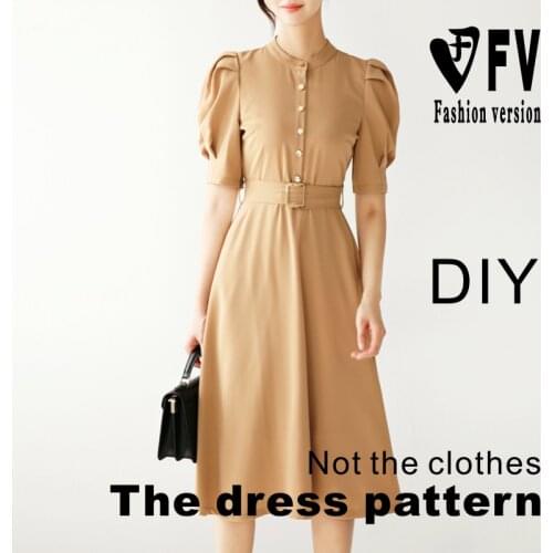 Clothing pattern 1:1 physical womens stand-up collar dress design cutting drawings BLQ-461