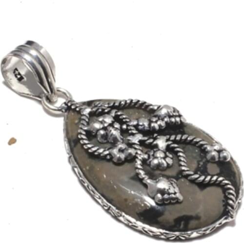 Jaspers Pendant Silver Overlay over Copper , 56 mm , P7493
