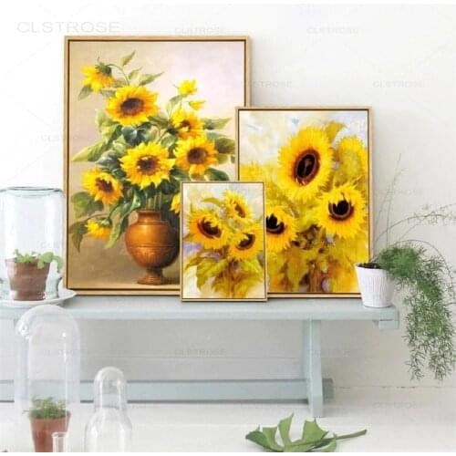 Modern Sunflower Wall Art Flowers Canvas Painting Posters Prints Nordic Art Pictures for Gallery Living Room Home Decoration