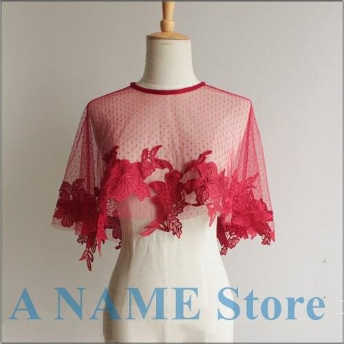 ISHSY Wedding Shawl Bridal Bridesmaid Bolero Cover Up for Evening Prom Lace Long Short Wraps Dots Asymetric Capes Veste Chaqueta