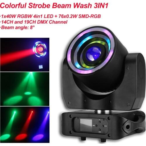 NEW LED 40W RGBW 4IN1 Colorful Strobe Beam Moving Head Wash Light For Party Wedding Christmas Disco DJ Equipment Lighting