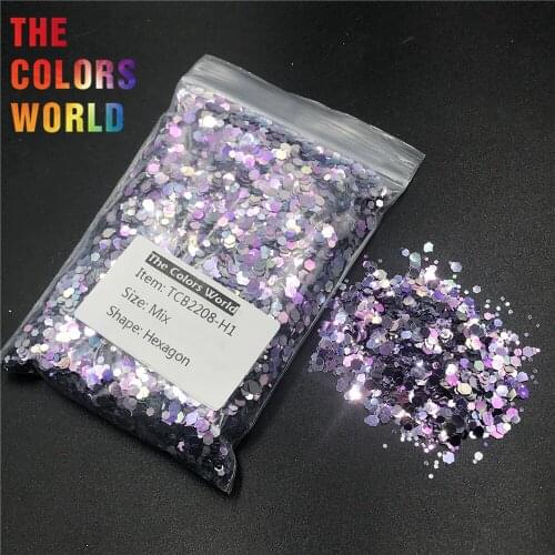 TCT-250 Hexagon Shape Mix Size Metallic Luster Colorful Nail Glitter Nail Art Decoration Makeup Face Glitter Henna Handwork DIY