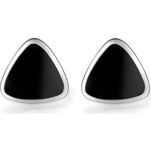 Wholesale 925 sterling silver fashion black Triangle ladies` stud earrings women jewelry birthday gift drop shipping