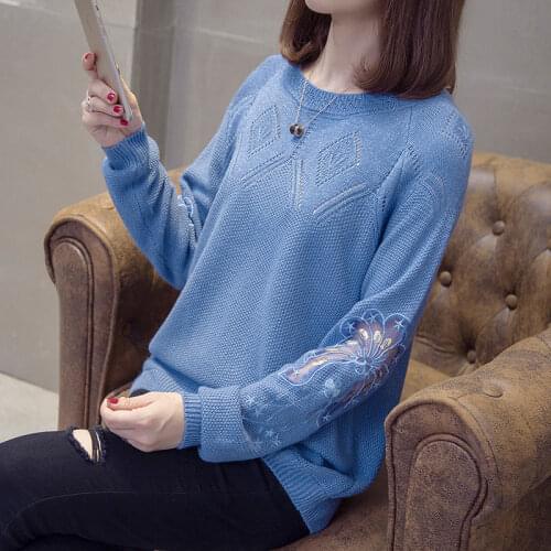 Thin Section Hollow Sweater Women Lace Loose Long Sleeve Sweet Style Floral Base Knitted Pullover Jumpers 2021 Spring Summer