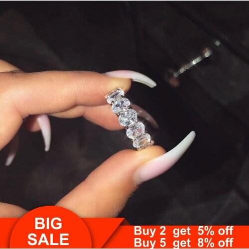Female Fine ring 925 Sterling silver oval cut AAAAA Cz stone Engagement Wedding Band Rings for women Bridal Party Jewelry