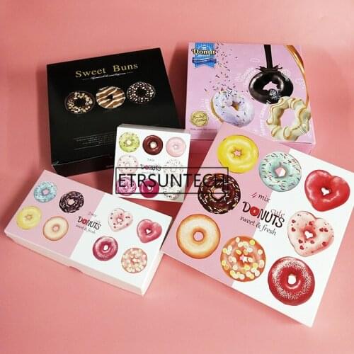 100pcs Donut Paper Box Dessert Doughnut Cupcake Pastry Packaging Boxes Event Party Supplies 20.5x20.5x4.5cm