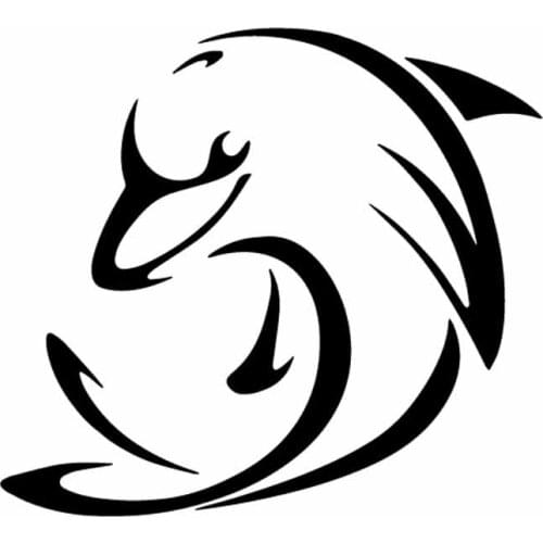 16CM*14CM KK Vinyl Decals Cartoon Dolphin Fishing Car Sticker Car Accessories Black/White