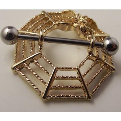 2piece 14G Surgical Steel Sexy Cobweb Mamilo Rings Nipple Ring Barbell Body Piercing Jewelry Love Spider Nipple Bar ring Women