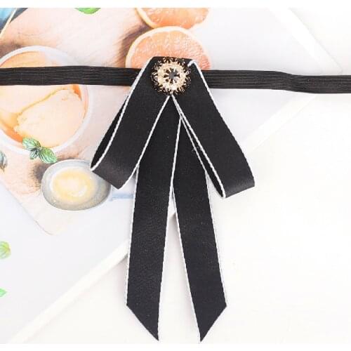 2021 Women Work Club Wedding Suit Party Shirt Bowtie Cravat Lady Necktie Alloy Head Rhinestone Elastic Strap Ribbon Chic Bow Tie