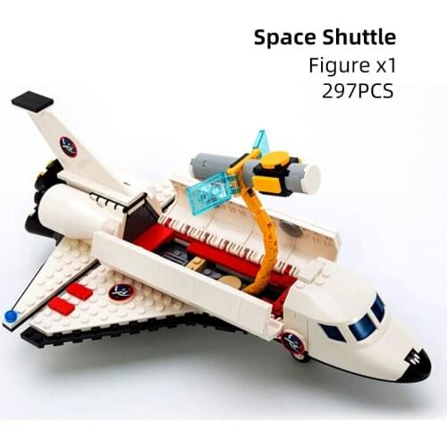 297Pcs City Spaceport Series Aerospace Space Technic Flight Space Shuttle Plane Building Block Compatible Toys For Kids